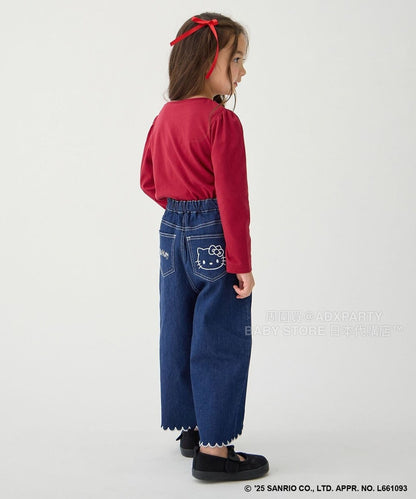 日本童裝 aF#a325 x sanrio Hello Kitty 木耳邊牛仔褲 110-150cm 女童款 秋季 PANTS