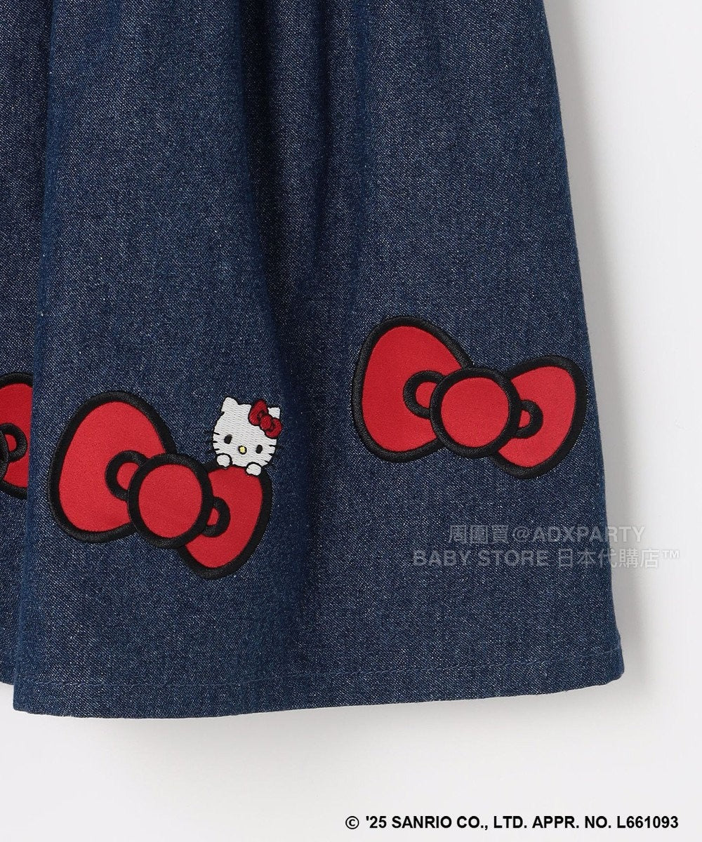 日本童裝 aF#a325 x sanrio Hello Kitty 吊帶牛仔裙 110-150cm 女童款 秋季 DRESSES