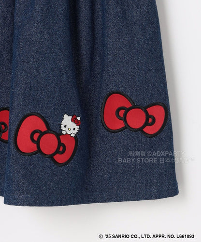 日本童裝 aF#a325 x sanrio Hello Kitty 吊帶牛仔裙 110-150cm 女童款 秋季 DRESSES