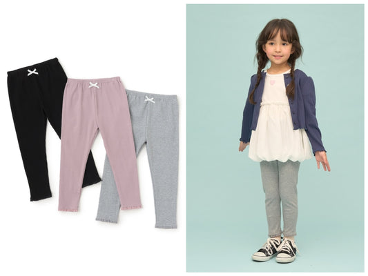 日本童裝 Ly# mine 蕾絲荷葉邊九分長打底褲 90-150cm 女童款 夏季 PANTS