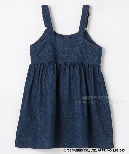 日本童裝 aF#a325 x sanrio Hello Kitty 吊帶牛仔裙 110-150cm 女童款 秋季 DRESSES