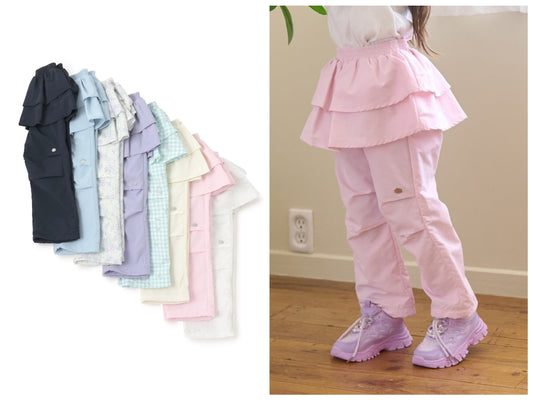 日本童裝 Ly# mine 防UV 防污系列 防水系列 耐久 裙邊長褲 100-150cm 女童款 夏季 PANTS