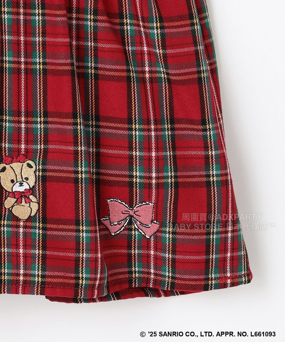 日本童裝 aF#a325 x sanrio Hello Kitty 假兩件格仔上衣 110-150cm 女童款 秋季 TOPS 聖誕紅/新年紅 