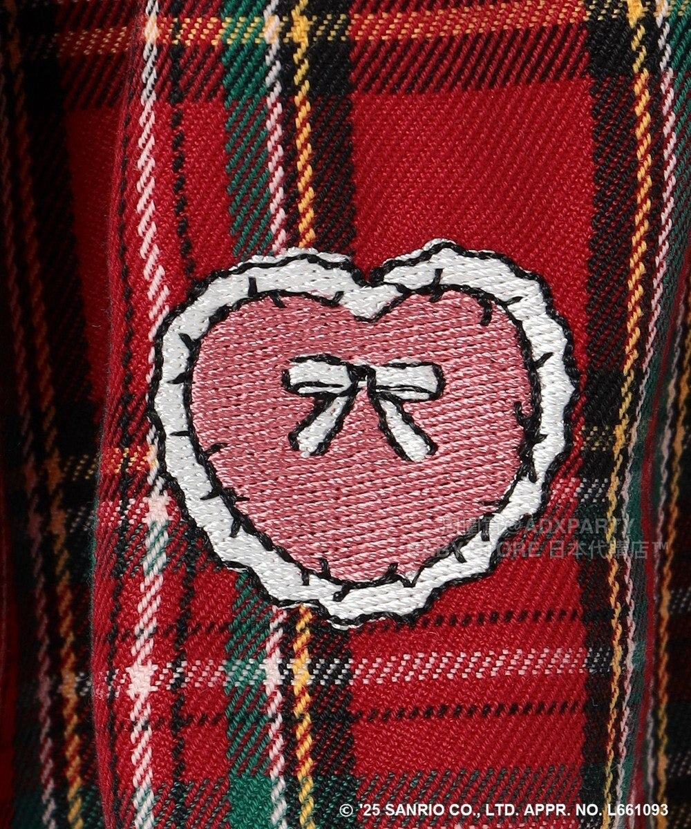 日本童裝 aF#a325 x sanrio Hello Kitty 假兩件格仔上衣 110-150cm 女童款 秋季 TOPS 聖誕紅/新年紅 
