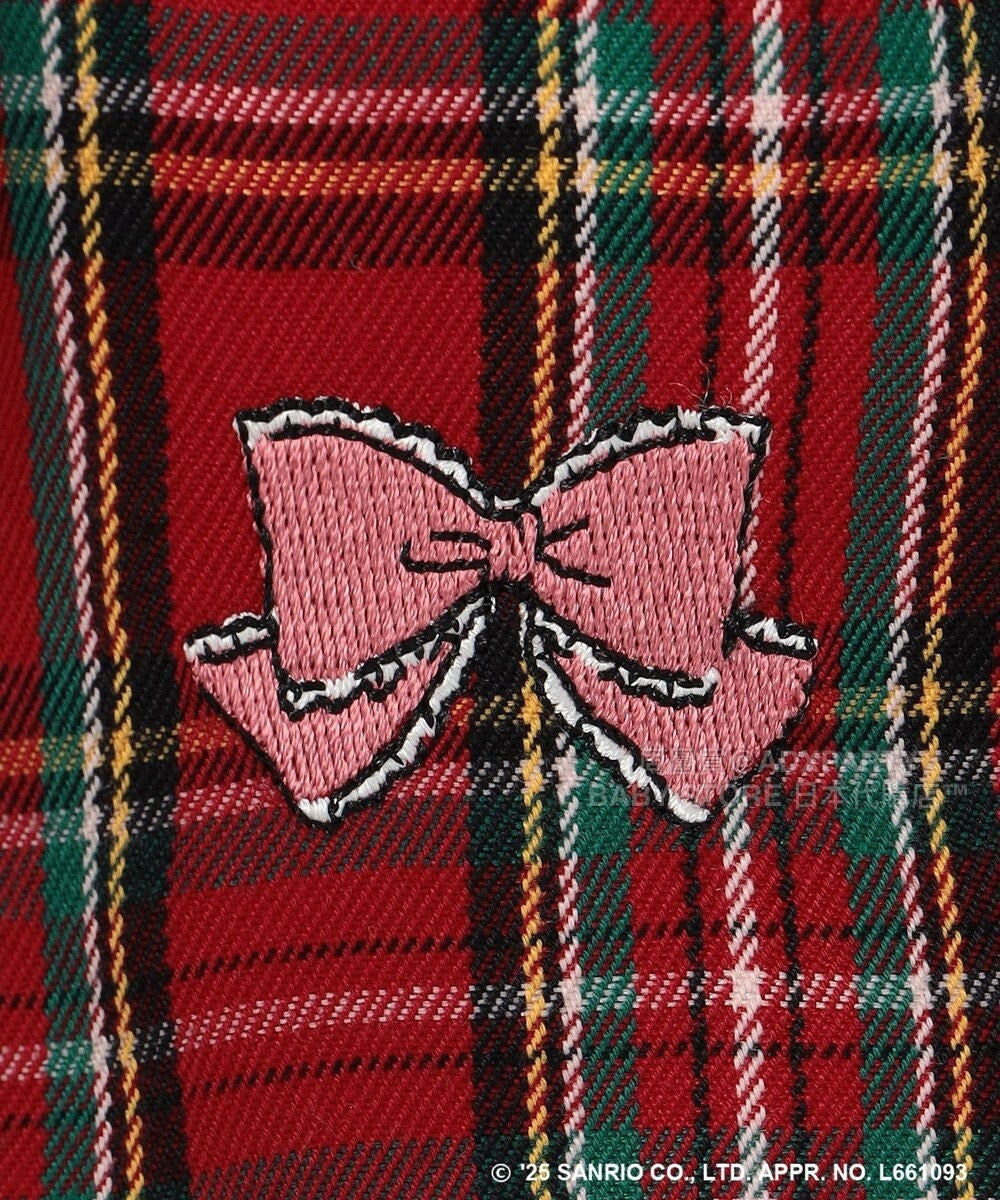 日本童裝 aF#a325 x sanrio Hello Kitty 假兩件格仔上衣 110-150cm 女童款 秋季 TOPS 聖誕紅/新年紅 