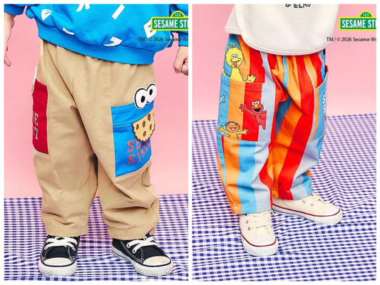 日本童裝 apres les cours x SESAME STREET 芝麻街休閒長褲 80-130cm 男童款/女童款 春季 PANTS