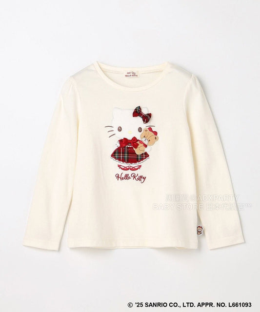 日本童裝 aF#a325 x sanrio Hello Kitty 印花長袖上衣 110-150cm 女童款 秋季 TOPS 聖誕紅/新年紅
