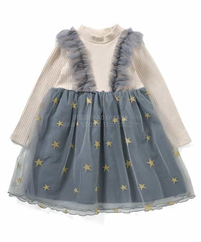 日本童裝 BREEZE 假兩件閃亮網紗連身裙 80-140cm 女童款 冬季 DRESSES 聖誕紅/新年紅