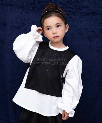 日本童裝 BREEZE 假兩件閃亮波點襯衫 90-140cm 女童款 冬季 TOPS