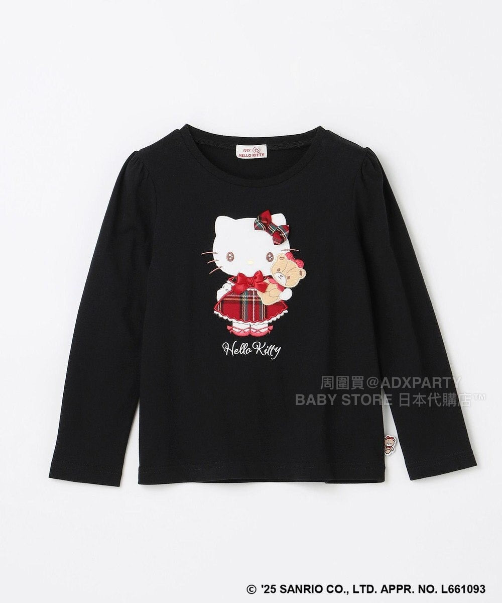 日本童裝 aF#a325 x sanrio Hello Kitty 印花長袖上衣 110-150cm 女童款 秋季 TOPS 聖誕紅/新年紅