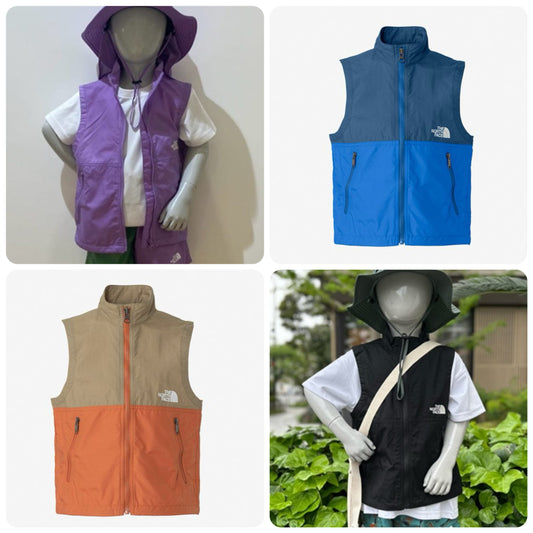 Japanese children's clothing TNF waterproof series zipper vest jacket 100-120cm boys'/girls' summer outerwear 