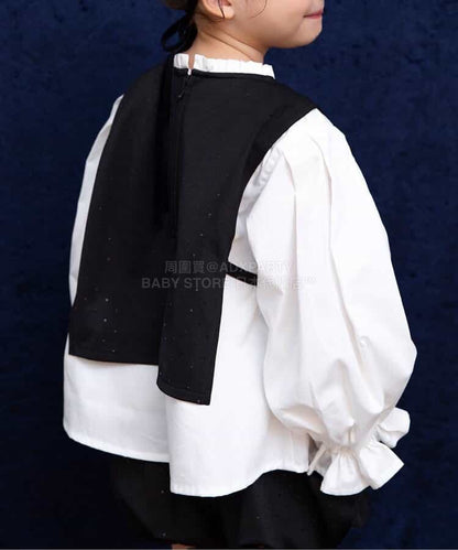 日本童裝 BREEZE 假兩件閃亮波點襯衫 90-140cm 女童款 冬季 TOPS