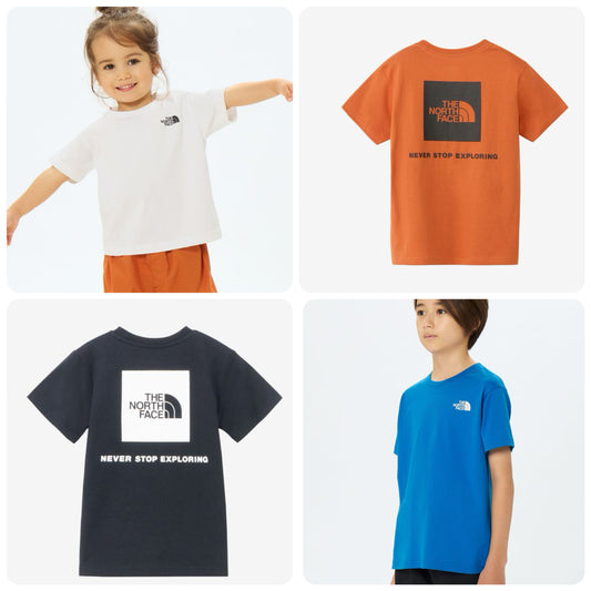 Japanese TNF children's clothing parent-child wear square back logo top 100-160cm boys/girls summer TOPS 