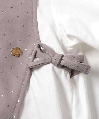 日本童裝 BREEZE 假兩件閃亮波點襯衫 90-140cm 女童款 冬季 TOPS