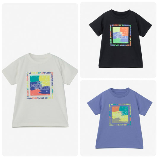 Japanese TNF UV-blocking, quick-drying, colorful logo tops (100-120cm) for boys and girls (summer TOPS) 