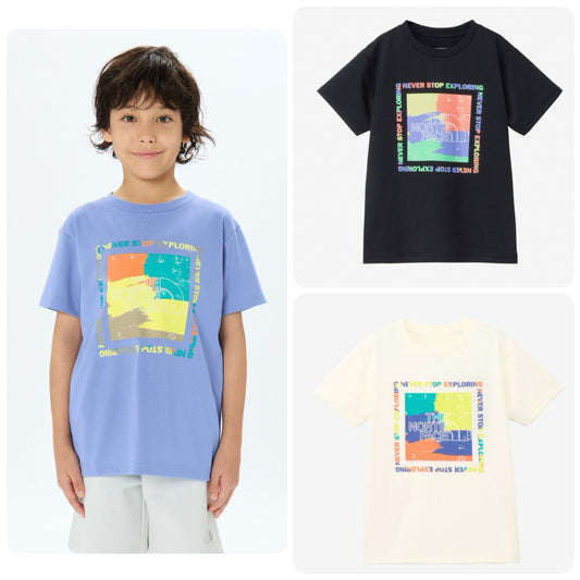 Japanese children's clothing TNF anti-UV sweat-wicking quick-drying colorful logo top 130-160cm boys/girls summer TOPS 