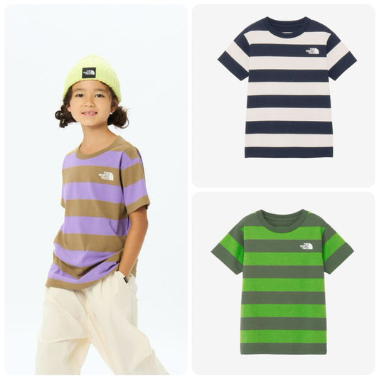 Japanese children's clothing TNF anti-fouling series UV protection striped top 130-160cm boys/girls summer TOPS 