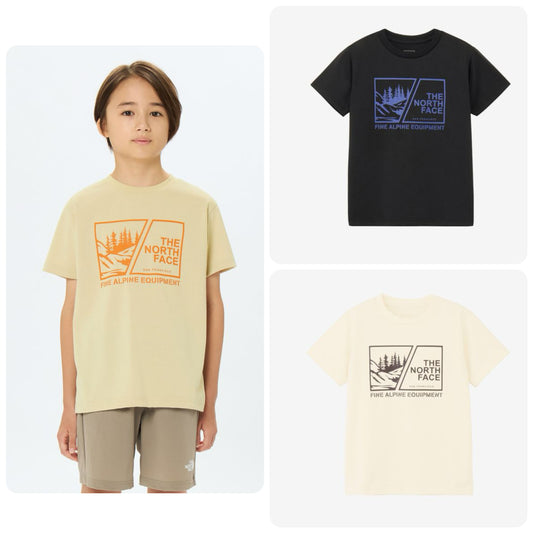 Japanese children's clothing TNF anti-UV sweat-wicking quick-drying Yamamori print top 130-160cm boys/girls summer TOPS 