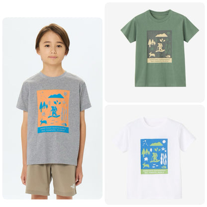 Japanese children's clothing TNF UV protection Hokkaido Shari Town printed top 130-160cm boys/girls summer TOPS 