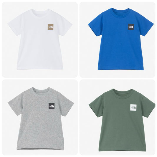 Japanese children's TNF UV protection organic cotton small square logo top 100-120cm boys/girls summer TOPS 