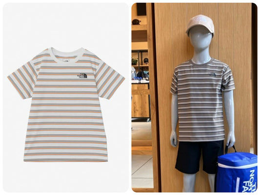 Japanese children's clothing TNF anti-UV sweat-wicking quick-drying striped top 130-160cm boys/girls summer TOPS 