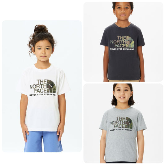 Japanese children's clothing TNF UV protection camouflage logo top 130-160cm boys/girls summer TOPS 
