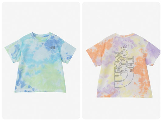Japanese children's clothing TNF quick-dry series tie-dye logo top 100-120cm boys/girls summer TOPS 
