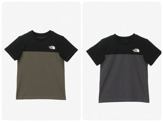 Japanese children's clothing TNF UV protection color block top 130-160cm boys/girls summer TOPS 