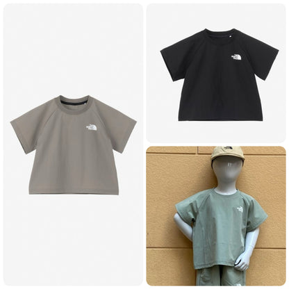 Japanese children's clothing TNF waterproof series high-stretch static care fine logo print top 100-120cm boys/girls summer TOPS 
