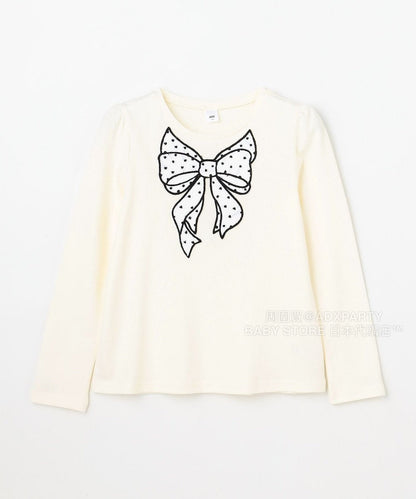 日本童裝 aF#a325 圓點蝴蝶結上衣 110-160cm 女童款 秋季 TOPS