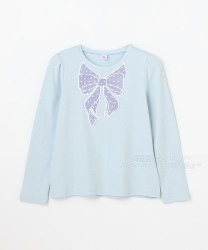 日本童裝 aF#a325 圓點蝴蝶結上衣 110-160cm 女童款 秋季 TOPS