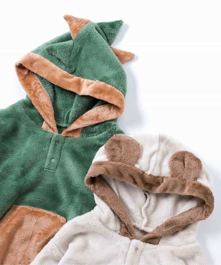 日本童裝 BREEZE 動物毛絨睡衣 80-130cm 男童款 冬季 TOPS PANTS 睡衣系列