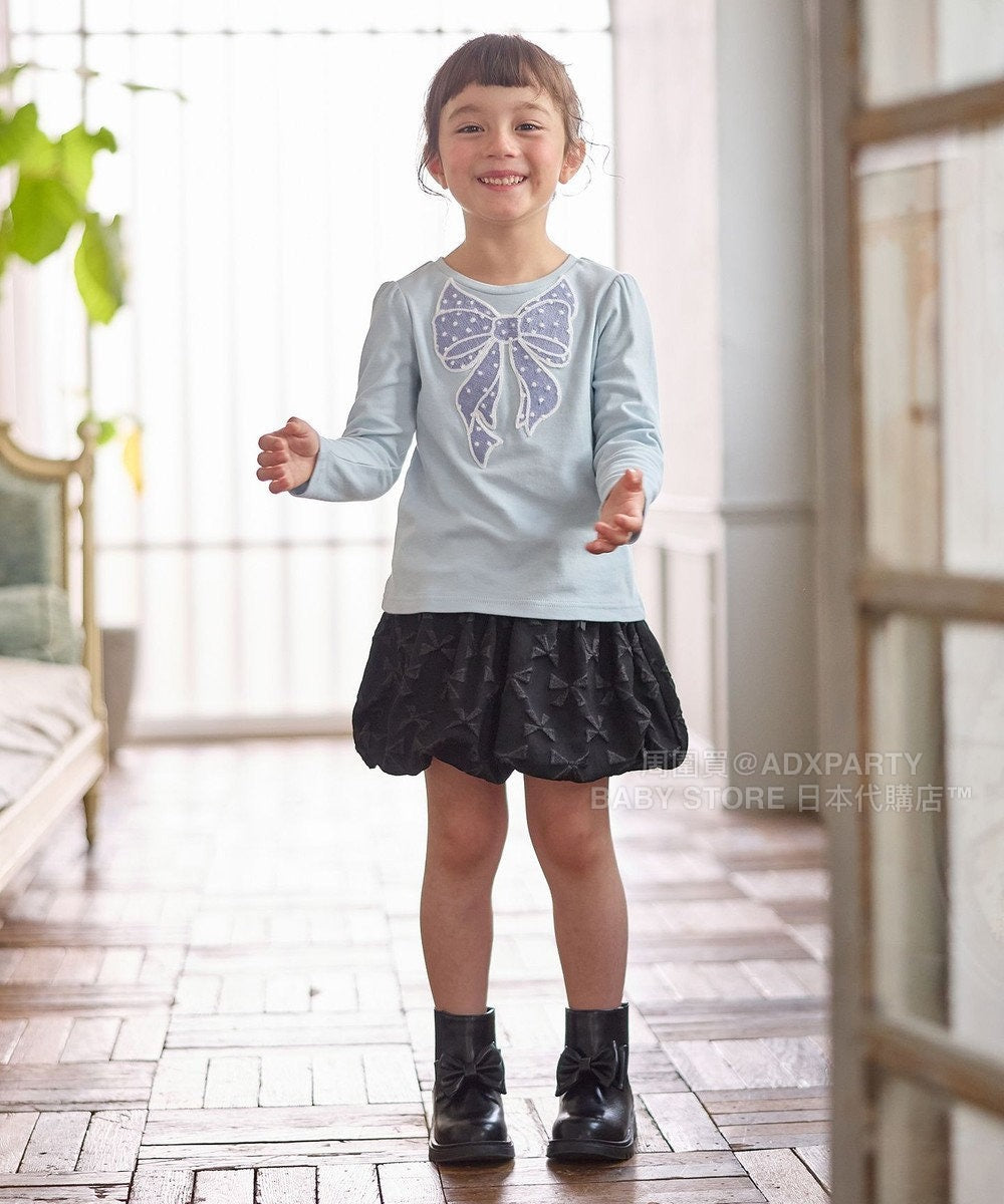 日本童裝 aF#a325 圓點蝴蝶結上衣 110-160cm 女童款 秋季 TOPS