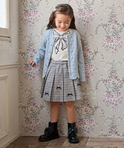 日本童裝 aF#a325 圓點蝴蝶結上衣 110-160cm 女童款 秋季 TOPS