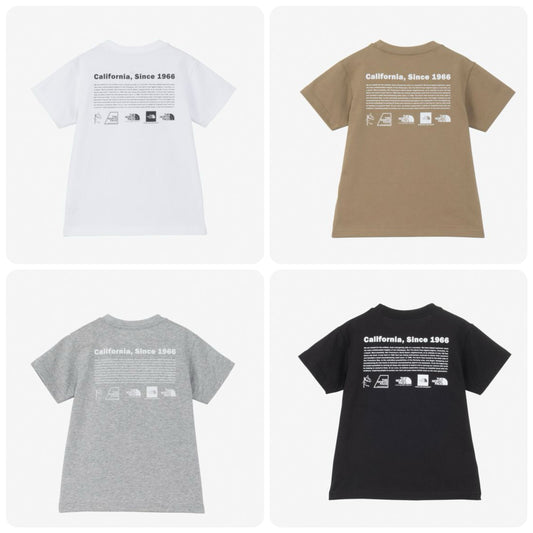 Japanese TNF UV Protection Parent-Child Historical Logo Print Tops (100-120cm) for Boys/Girls Summer 
