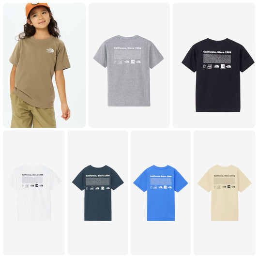 Japanese children's clothing TNF UV protection parent-child wear historical logo print top 130-160cm boys/girls summer TOPS 