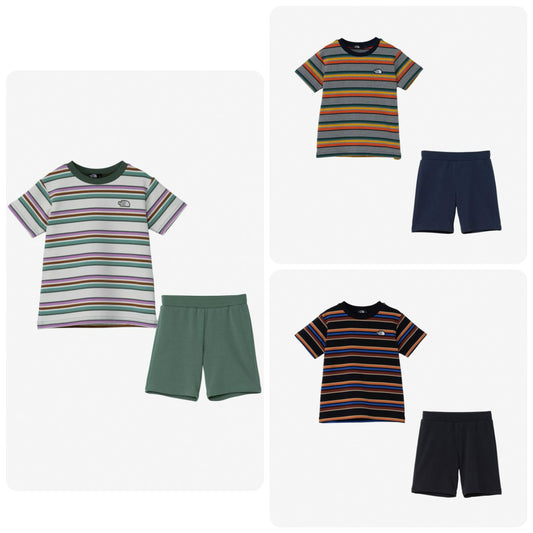 Japanese TNF UV-blocking, quick-drying sportswear for boys and girls (2-piece set, 100-120cm) (Summer TOPS PANTS) 
