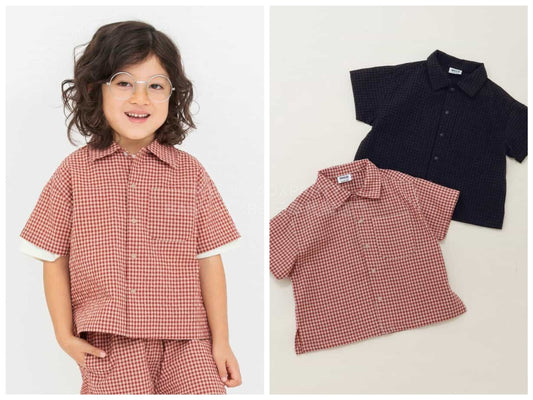 日本童裝 BREEZE 格紋襯衫 80-140cm 男童款 夏季 TOPS