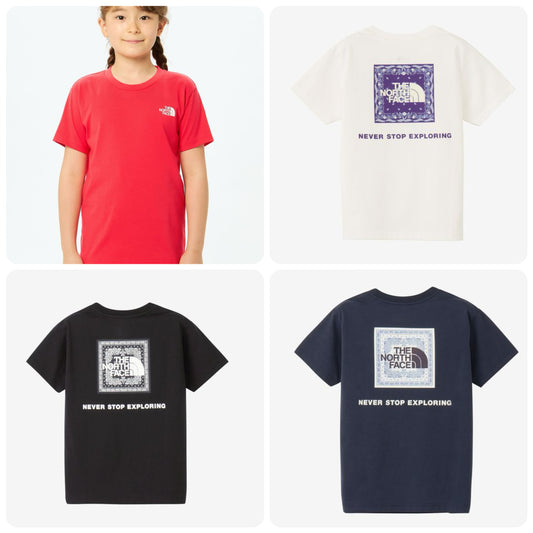 Japanese children's clothing TNF UV protection parent-child square scarf logo print top 130-160cm boys/girls summer TOPS