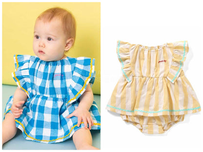 日本童裝 BREEZE波浪格仔連衣 70-80cm 女童款 初生嬰兒 夏季 Jumpsuit