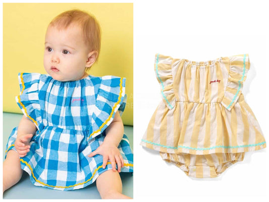 日本童裝 BREEZE波浪格仔連衣 70-80cm 女童款 初生嬰兒 夏季 Jumpsuit