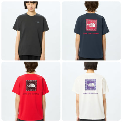 Japanese children's clothing TNF sweat-absorbing quick-drying static care parent-child wear square scarf logo print top S-XL adult summer TOPS 