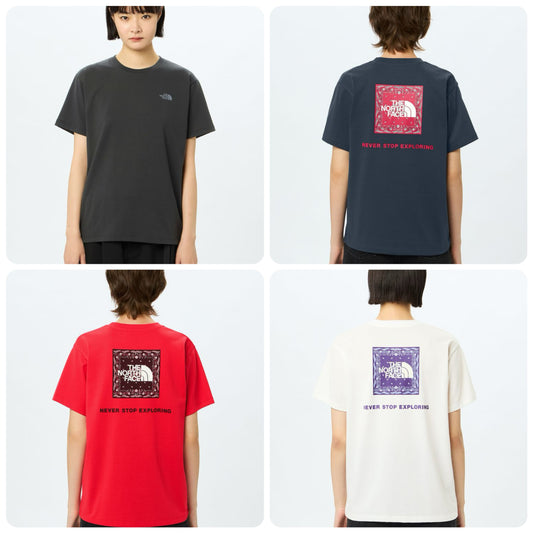 Japanese children's clothing TNF sweat-absorbing quick-drying static care parent-child wear square scarf logo print top S-XL adult summer TOPS 