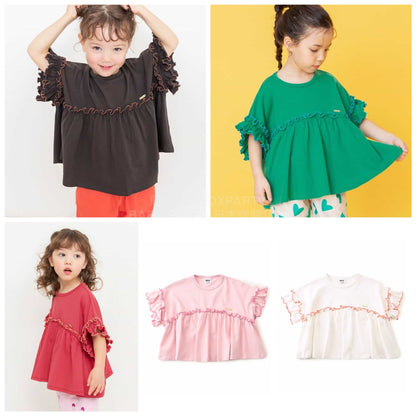 日本童裝 BREEZE 彩色荷葉邊上衣 80-140cm 女童款 夏季 TOPS