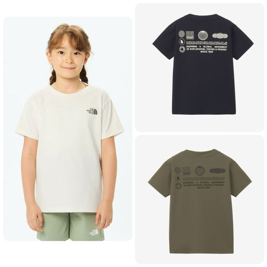 Japanese children's clothing TNF anti-UV sweat-absorbing quick-drying static care print top 130-160cm boys/girls summer TOPS 