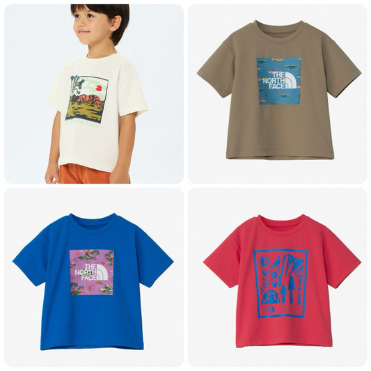 Japanese children's clothing TNF anti-UV sweat-absorbing quick-drying static care print top 100-120cm boys/girls summer TOPS 
