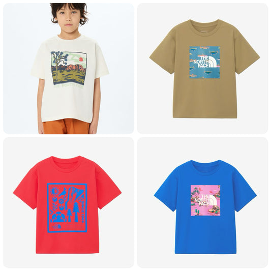Japanese children's clothing TNF anti-UV sweat-absorbing quick-drying static care print top 130-160cm boys/girls summer TOPS 
