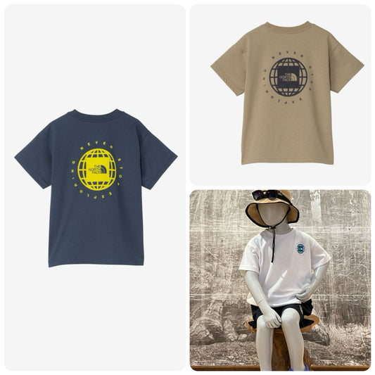 Japanese children's clothing TNF UV protection geometric square print top 100-120cm boys/girls summer TOPS 