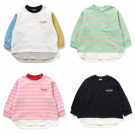 日本童裝 BREEZE 假兩件口袋上衣 80-140cm 男童款/女童款 春季 TOPS