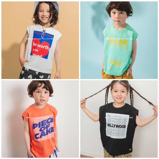 Japanese children's clothing BREEZE sleeveless printed top 80-140cm boys/girls summer TOPS 